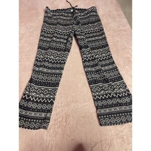 Old Navy Women's Wide Leg Fleece-like PJ Size XXL Black White Tribal Aztec I0205